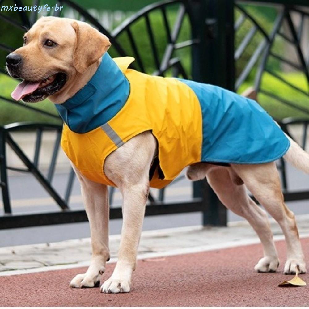 MXBEAUTYFE Jaqueta De Chuva Para Cachorro , Capa Impermeável À Prova De Vento Com Gola Alta Listras Reflexivas