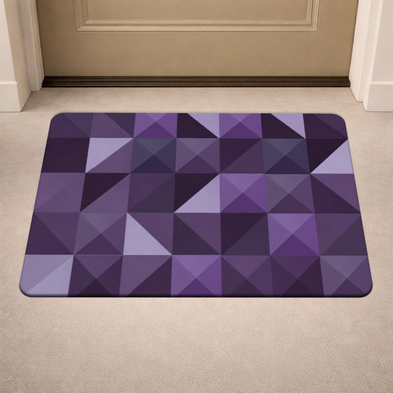 Tapete Geometrico Antiderrapante - Emborrachado - Para Entrada - Decoração - Porta - Quadri Roxo