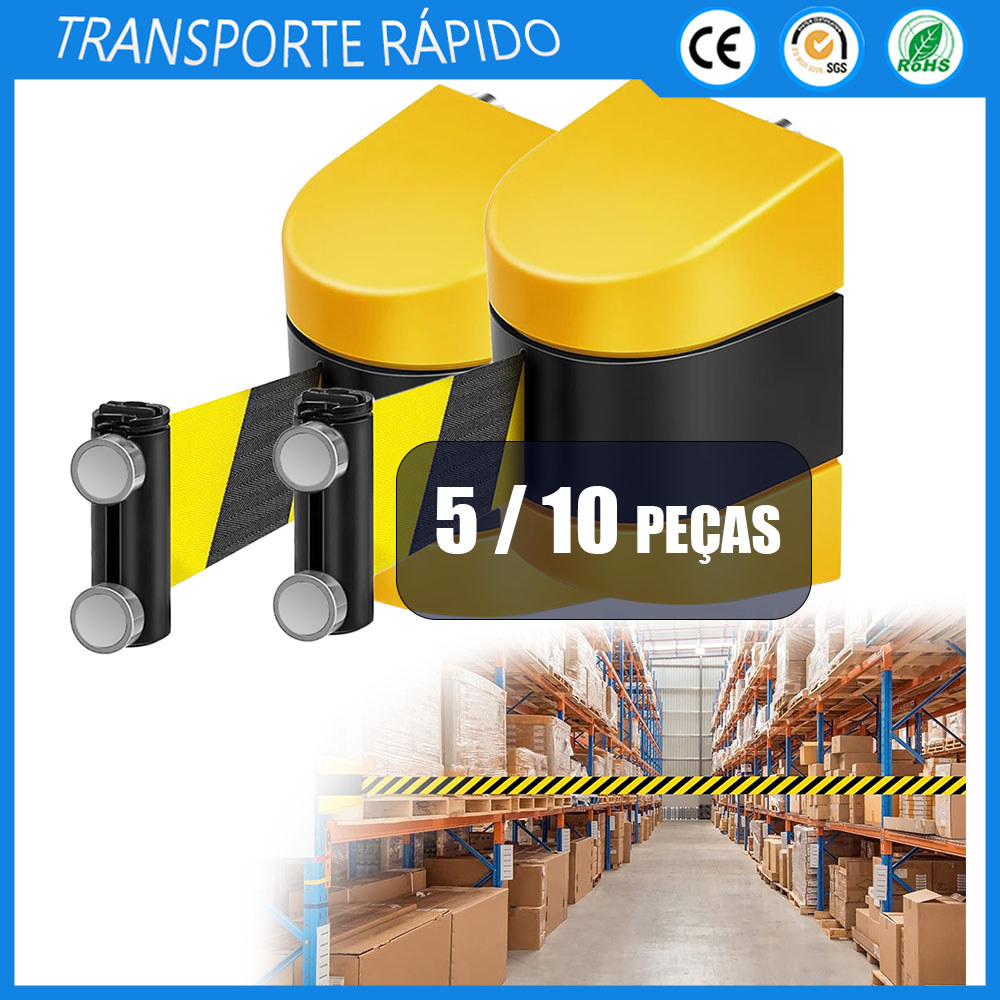 Kit 5/10 Barreira retrátil magnética para montagem na parede barreira de controle de multidões lojas varejo e estádios