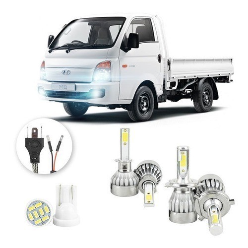 Lâmpadas Ultra Led Hyundai Hr 20000lm Alto Baixo e Milha + Pingo Led