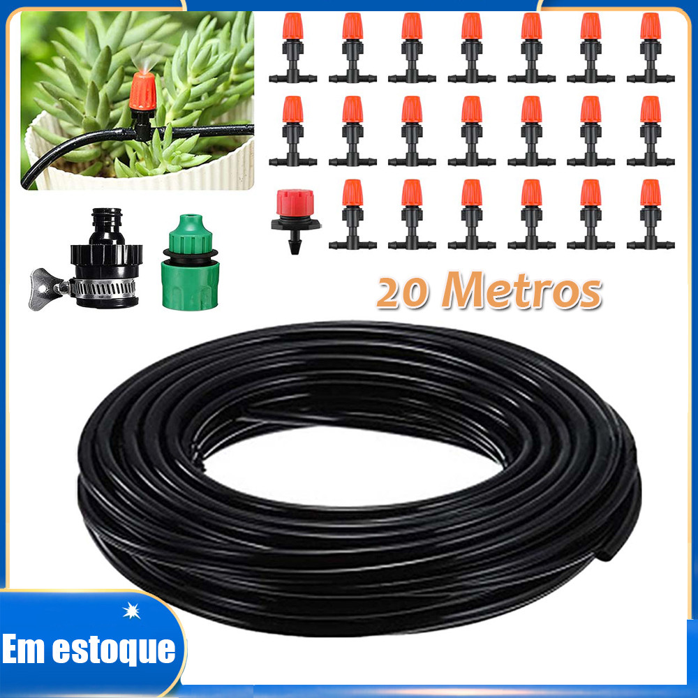 20 pontas de irrigação Tubo de irrigação por gotejamento de 20m para por gotejamento lançador de mangueira de jardim