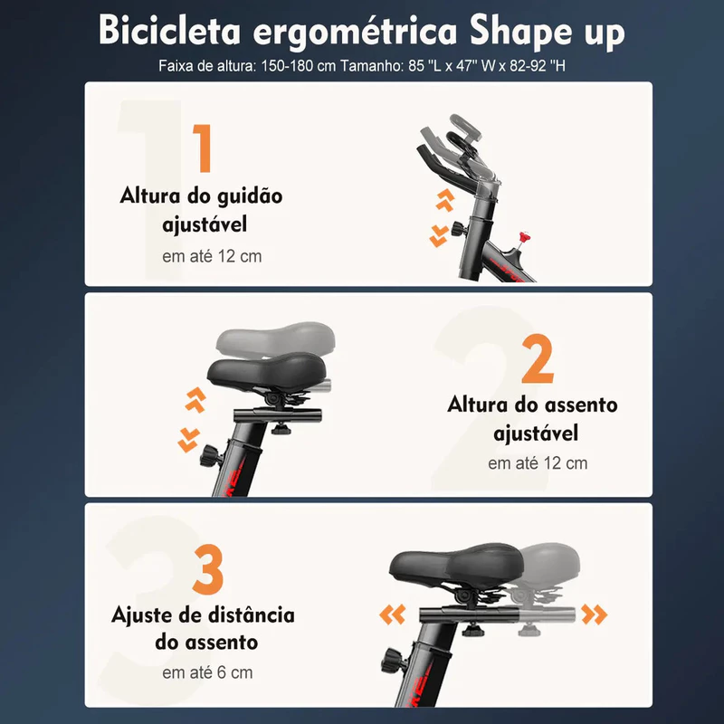 Bicicleta Ergométrica de Spinning Profissional para Academia 120kg Preto — foto 6