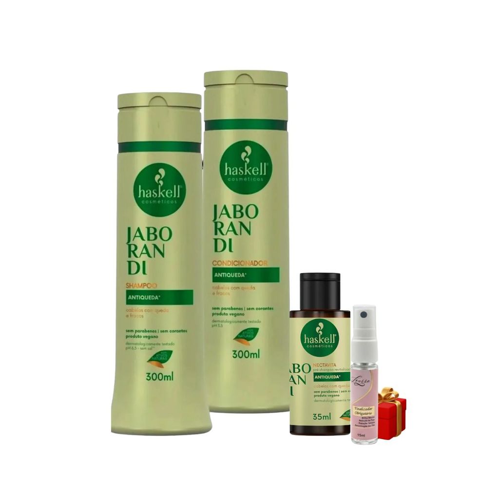 Kit Haskell Jaborandi Shampoo + Condicionador  300ml + Nectavita 35ML + Presente Lourre 15ml