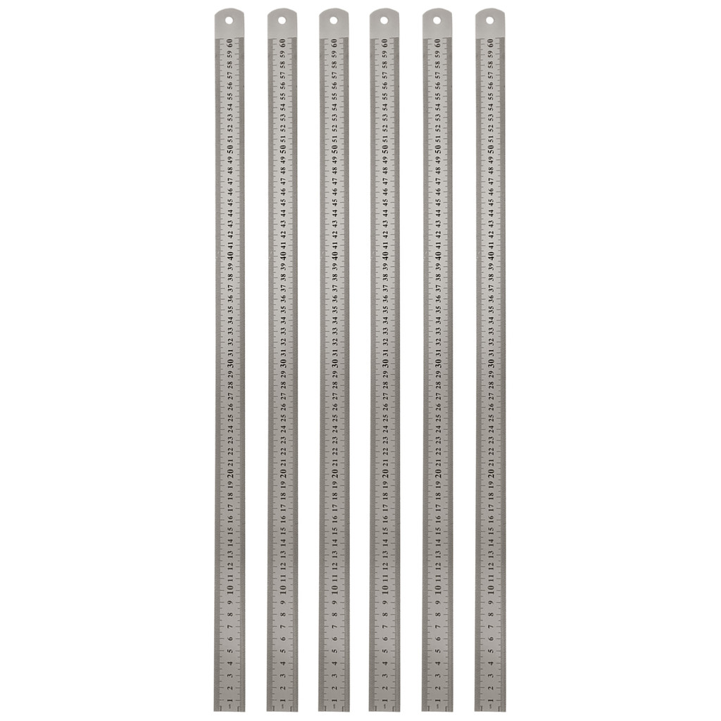 Régua Escala De Aço Inox Graduada 60cm (24") x  25,4mm ( 1") x 0,4mm KIT com 6 Un