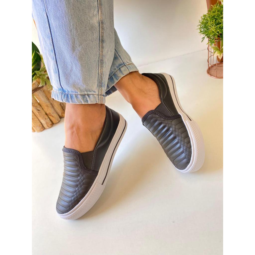 Detalhes do Tênis Feminino Slip On Casual Bordado Simples Confortável