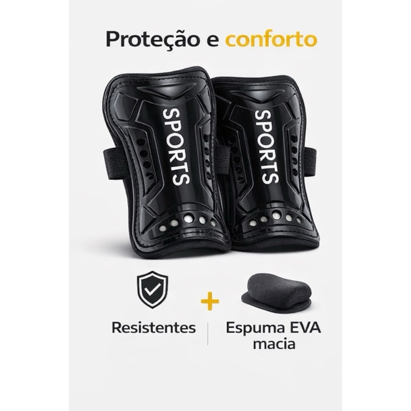 Par de Caneleira Infantil Para Futebol Com EVA Protetora Leve E Confortável
