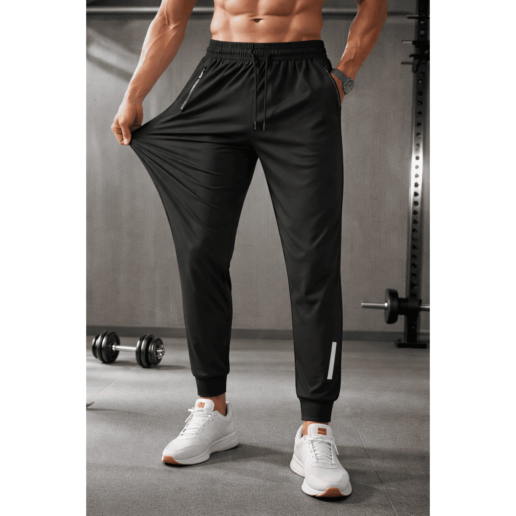 Calça Masculina Esportiva Poliamida Com Elastano Bolsos Para Academia Fitness Slim Fit Jogger Dry Fit Levinha 