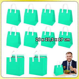 Kit 10 Verde Bolsa térmica para alimentos bolsa para comida viagem bolsa térmica bolsa para piquenique bolsa entrega