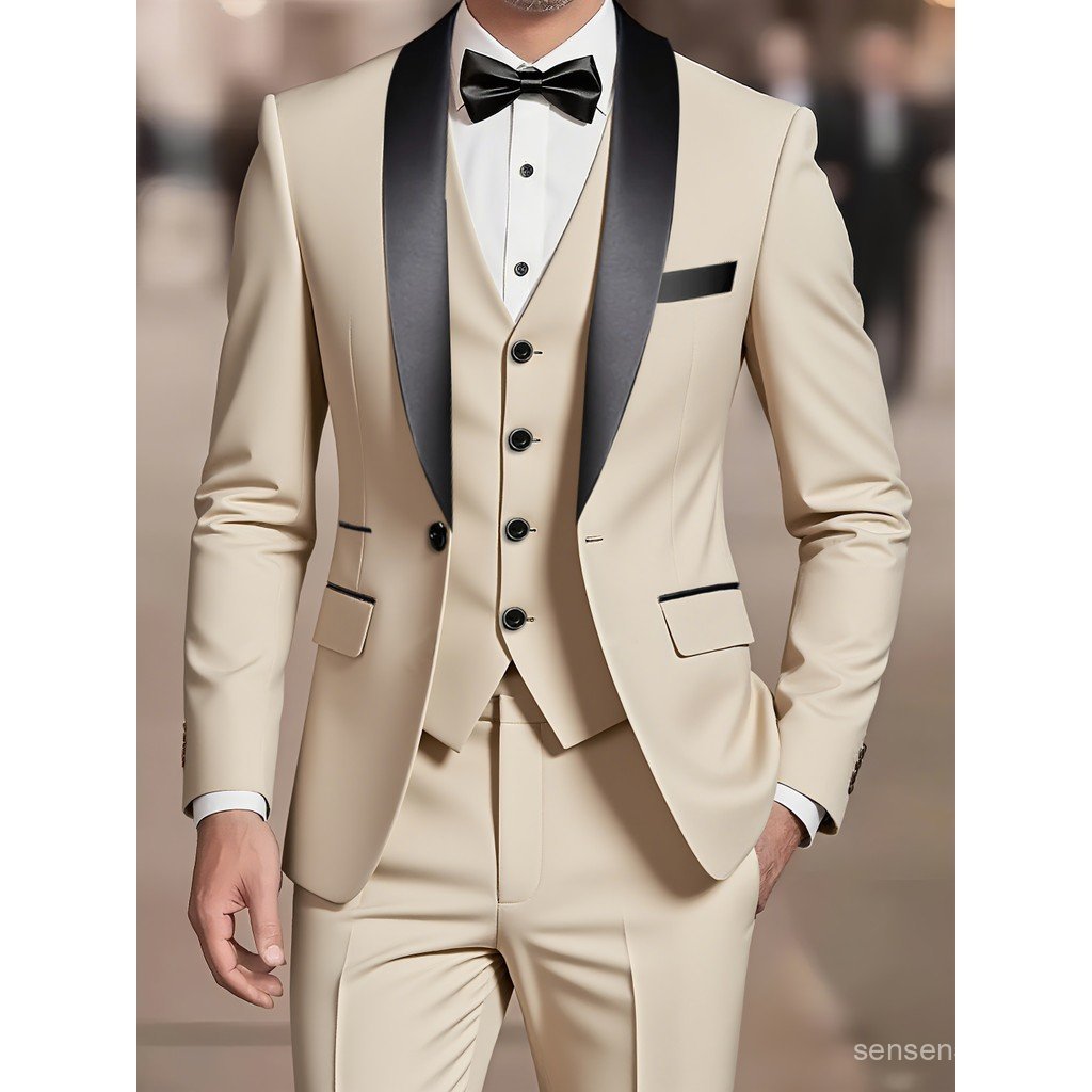 Conjunto de Terno Masculino 3 Peças: Blazer com Colete e Calças, para Padrinhos de Casamento, Elegante e Moderno, de Alt