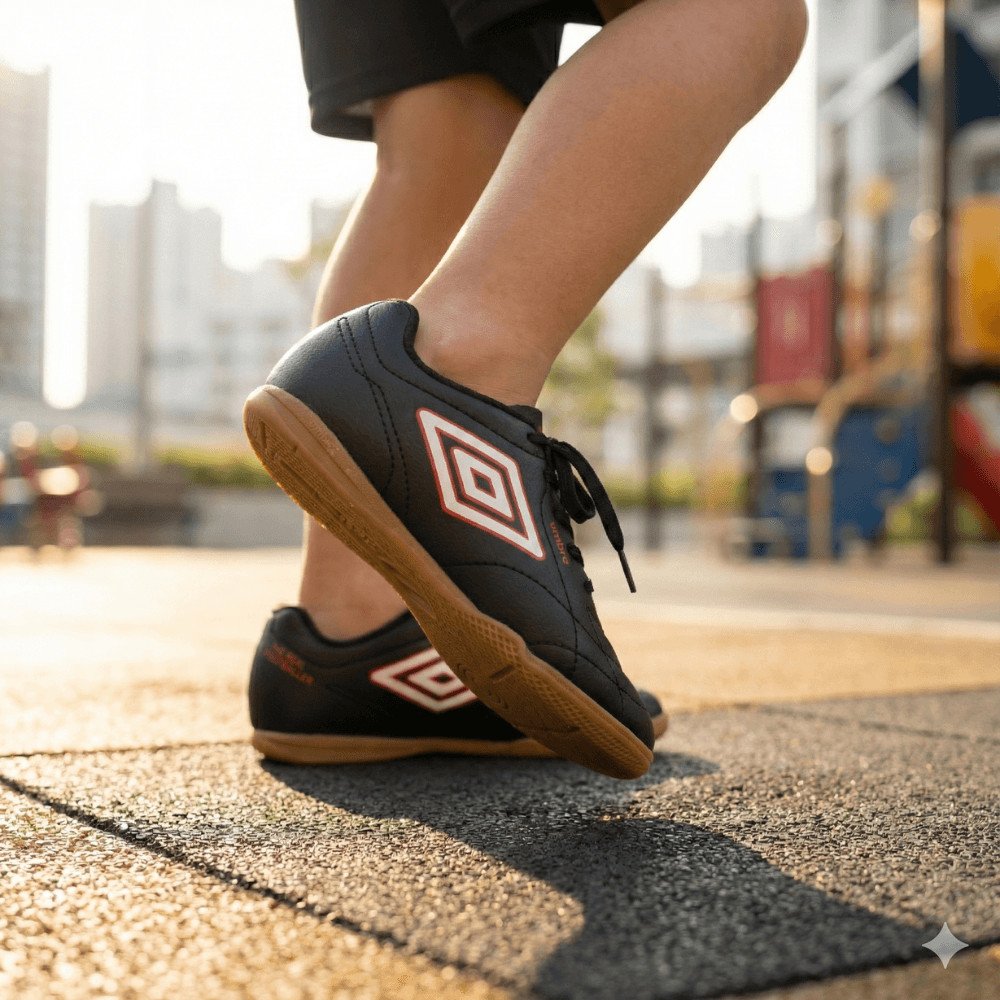 Chuteira Infantil Umbro Futsal Class Jr. Preto/Vermelho