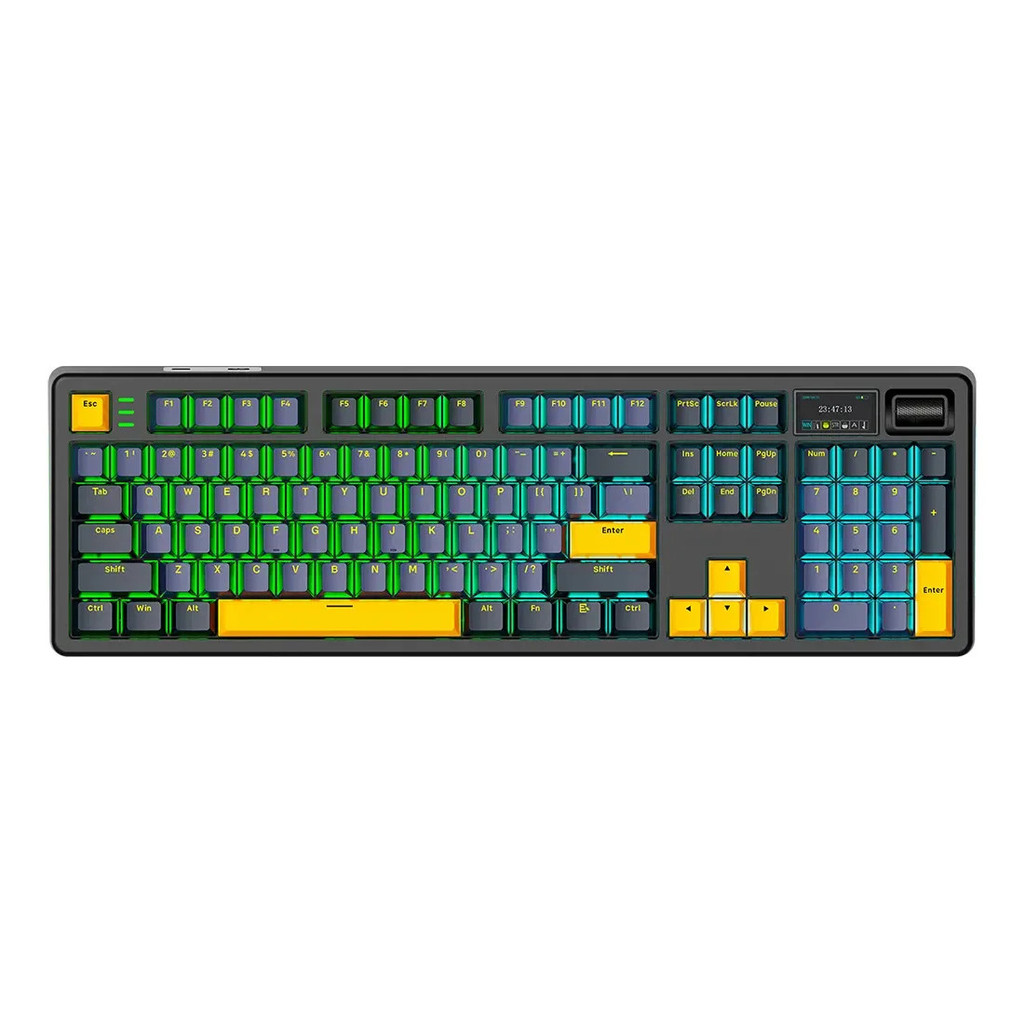 Teclado Mecânico Gamer Sem Fio Tri Mode Bluetooth Rgb Fire Phoenix Bk-f104 Pro