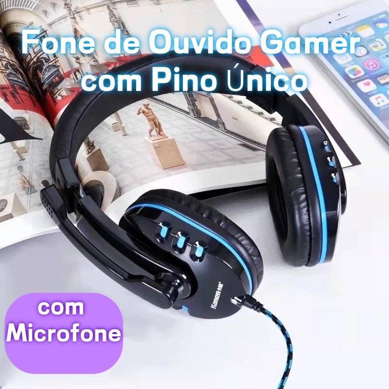 Fone de Ouvido Gamer Microfone Pc Computador Notebook P2 Fone de Ouvido Gamer de Pino Único Microfone
