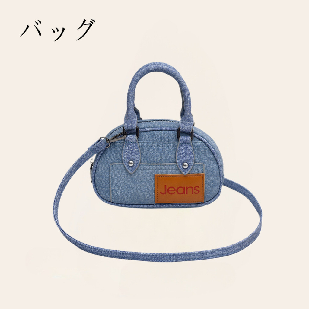 Bolsa de boliche japonesa estilo feminino 2025 novo estilo All-Match moda jeans bolsa mensageiro de ombro