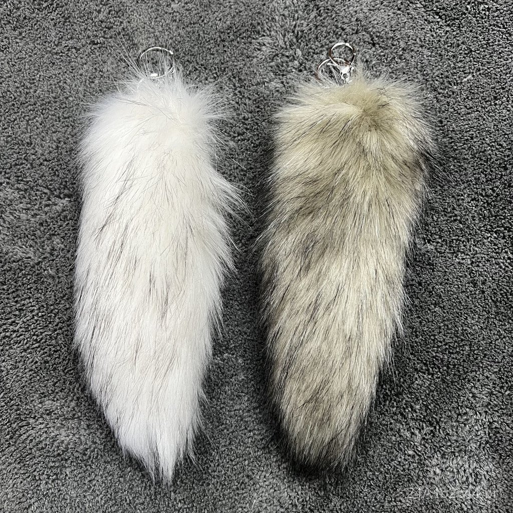 Pele sintética de lobo, pingente de cauda de raposa para bolsa, decoração de pele sintética para mochila, boneco de dese