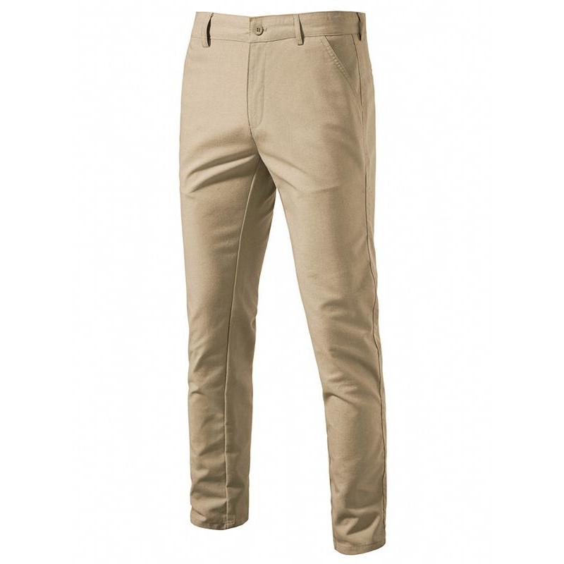 Outono cáqui calças masculinas casuais calças de linho em linha reta magro-ajuste calças magras algodão linho macacão ca