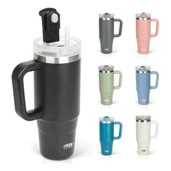 Copo Térmico Tyeso 1200ml Cabe no Suporte de Carro Tampa Anti-Vazamento, Aço Inox Isolado a Vácuo