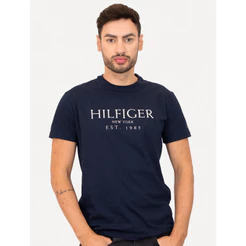 Camiseta Tommy Hilfiger Original Masculina Big Logo Est.1985 Azul Marinho