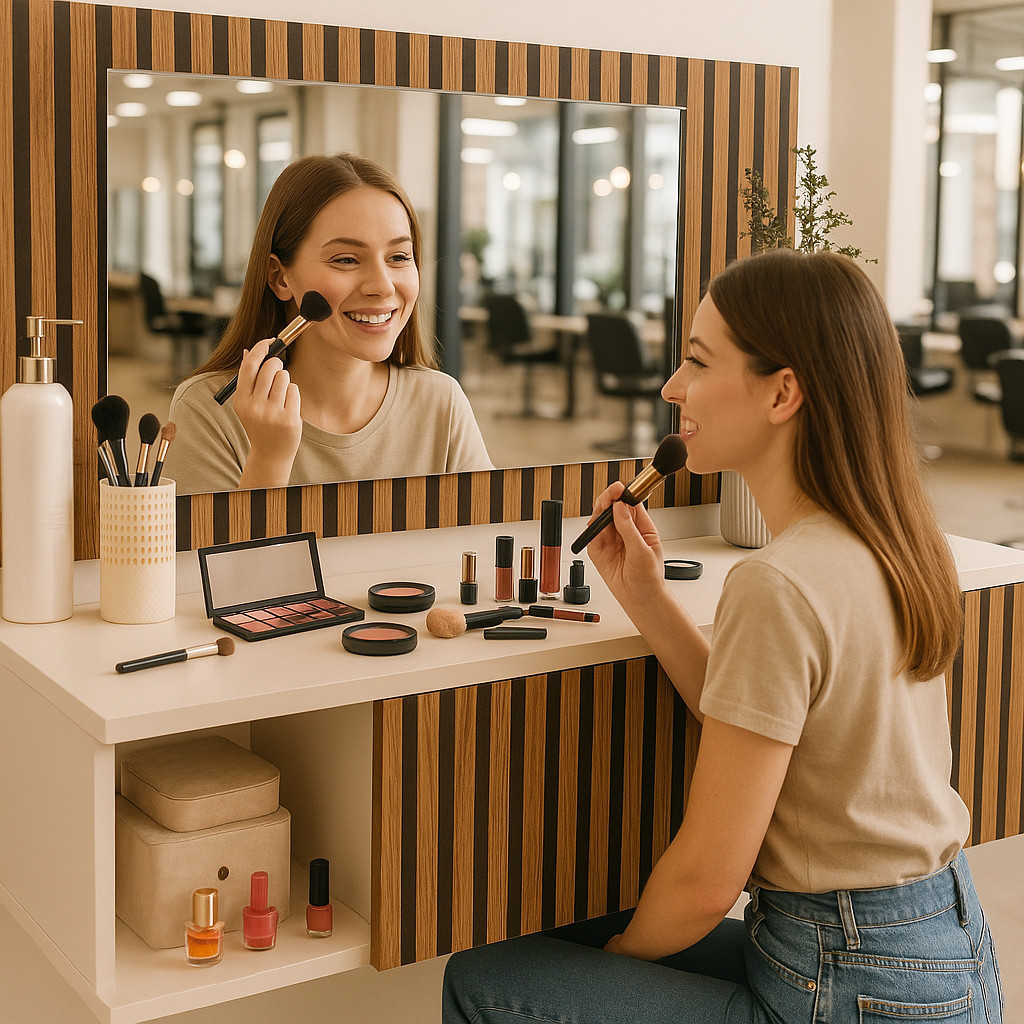 Penteadeira Camarim Suspensa MAKE UP Joy Com Gaveta Nichos E Espelho