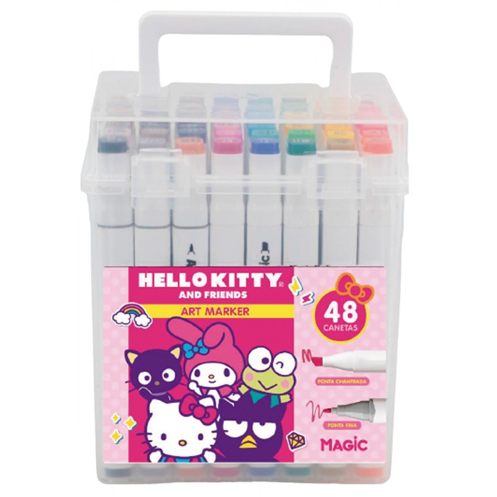 Kit Canetinha Touch Hello Kitty 48 Cores Art Marker - Canetas de Ponta Dupla