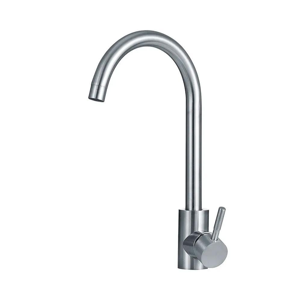 Torneira Para Cozinha Misturador Monocomando Escovado Aço Inox 304 Tocantins Pingoo - Prata