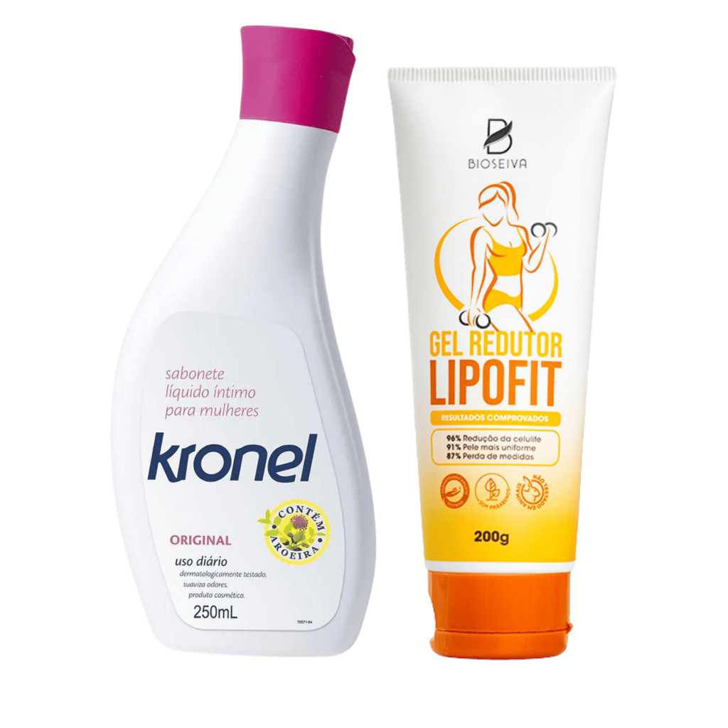 Kit Kronel Sabonete Líquido Íntimo 250mL + Gel Redutor de Medidas Lipofit 200g - Cuidado Completo