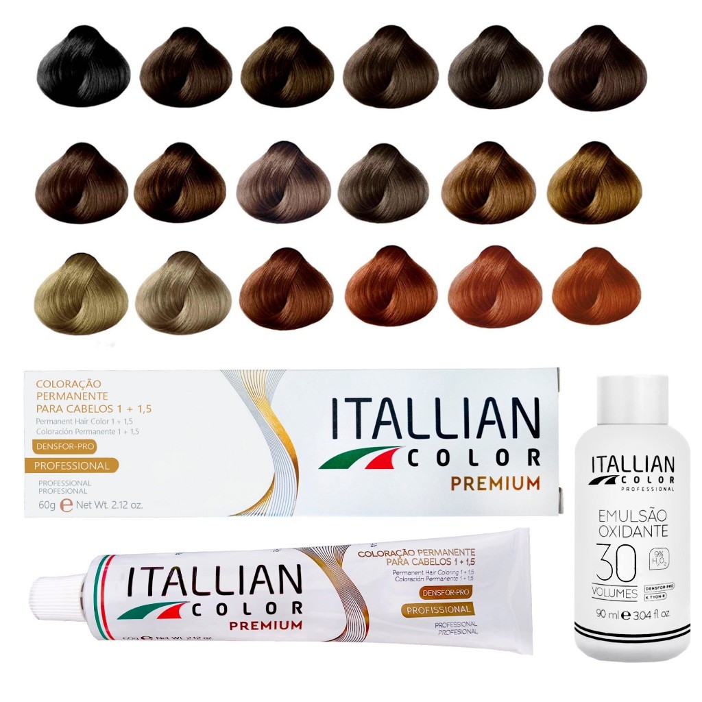 Coloração Capilar Itallian Color + Emulsão Oxi de 30 Volumes em Oferta na Shopee