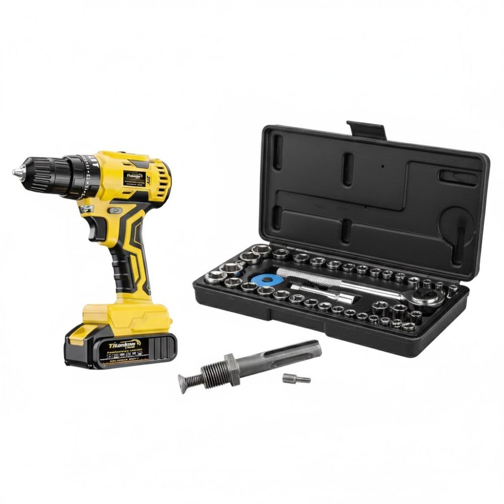 Parafusadeira E Furadeira 21,0v C/ Impacto 6563 Biv + Adaptador + Jogo De Soquetes em Oferta na Shopee