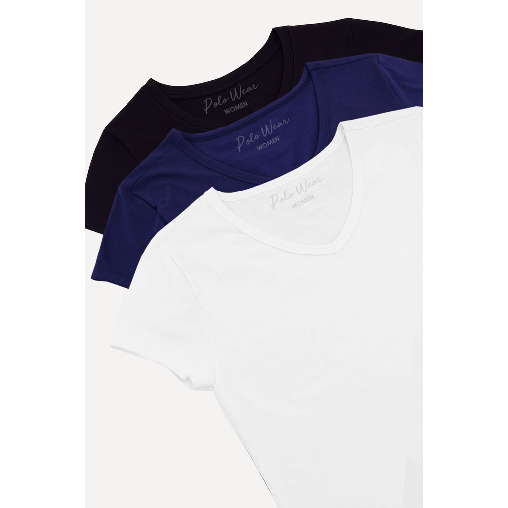 Kit 3 Camisetas Básicas Feminina Polo Wear Sortido