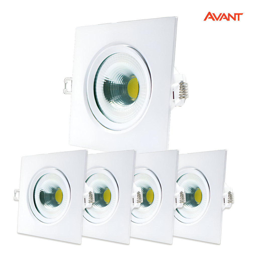 Kit 5 Spot Led 5w Embutir Quadrado Avant 4000k Authentic