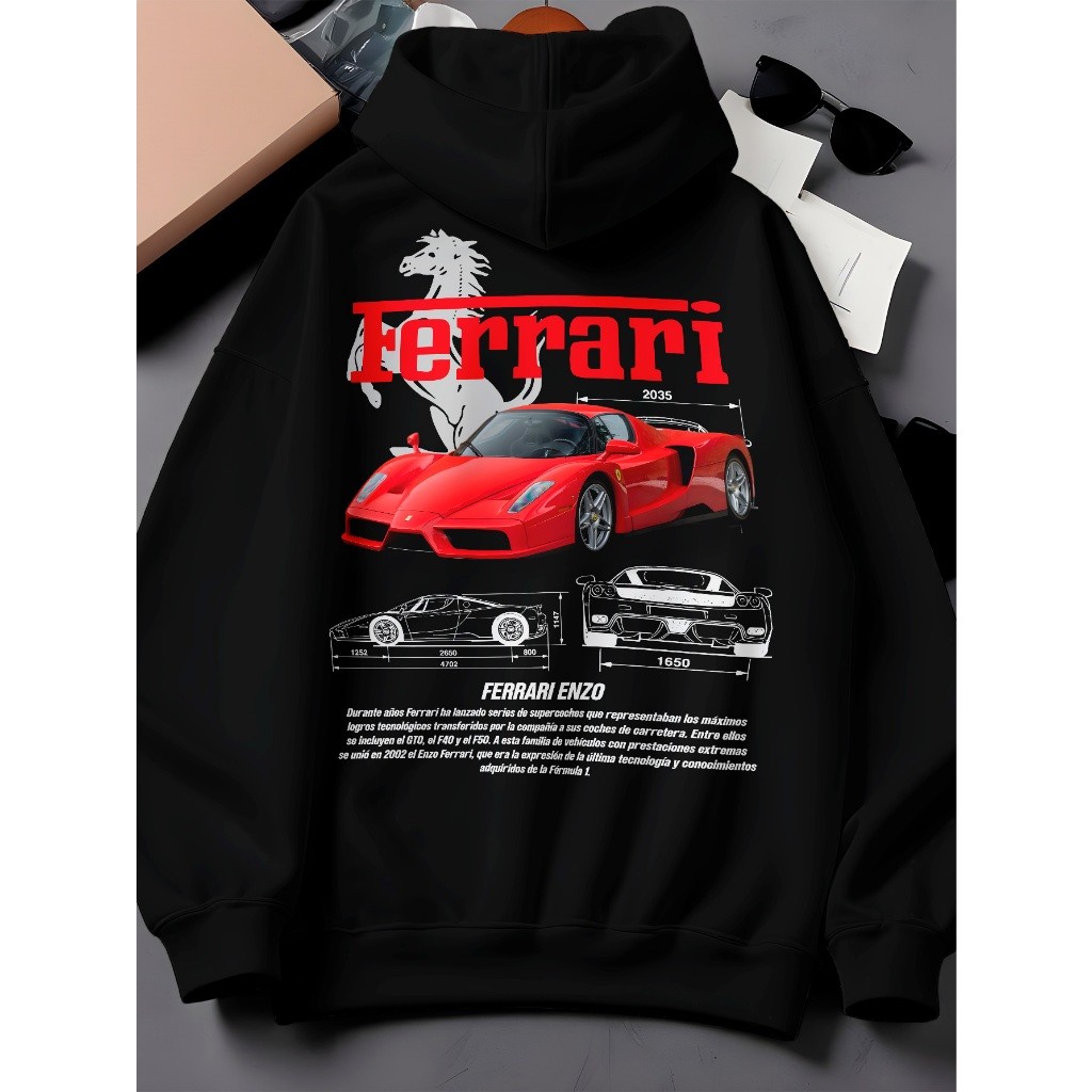 Blusa Moletom Frio Ganguru Unissex Carro Formula 1 Ferrari  Graphic Com Bolso Capuz Casaco Algodão AUT 006