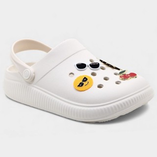 Babuche Moleca Bottons Feminino - Off White em Oferta na Shopee