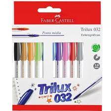 CONJUNTO CANETAS FABER TRILUX 032 MEDIA 10 CORES em Oferta na Shopee