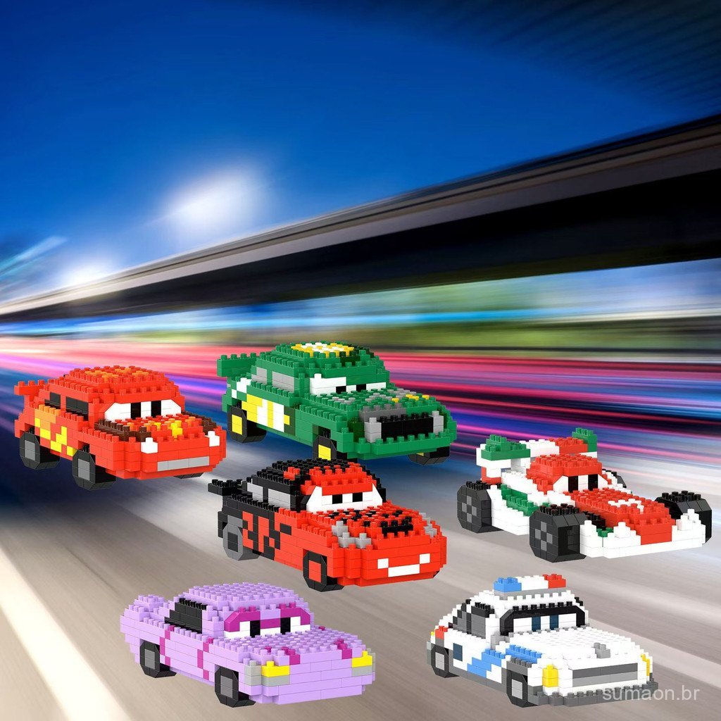 Blocos de Montagem de Micro Partículas Carros de Corrida Lightning McQueen Presente para Crianças