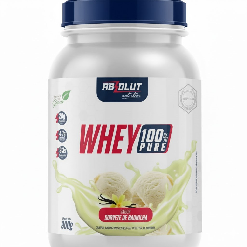 Whey Protein 100% Pure Concentrado Sorvete de Baunilha 900g Pote - Absolut