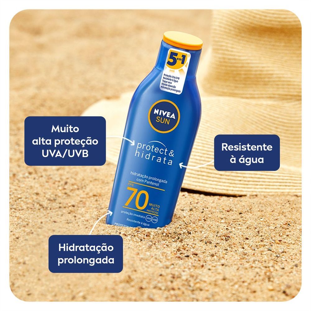 Detalhes do Protetor Solar Nivea Sun Protect & Hidrata FPS 70 Loção 200ml