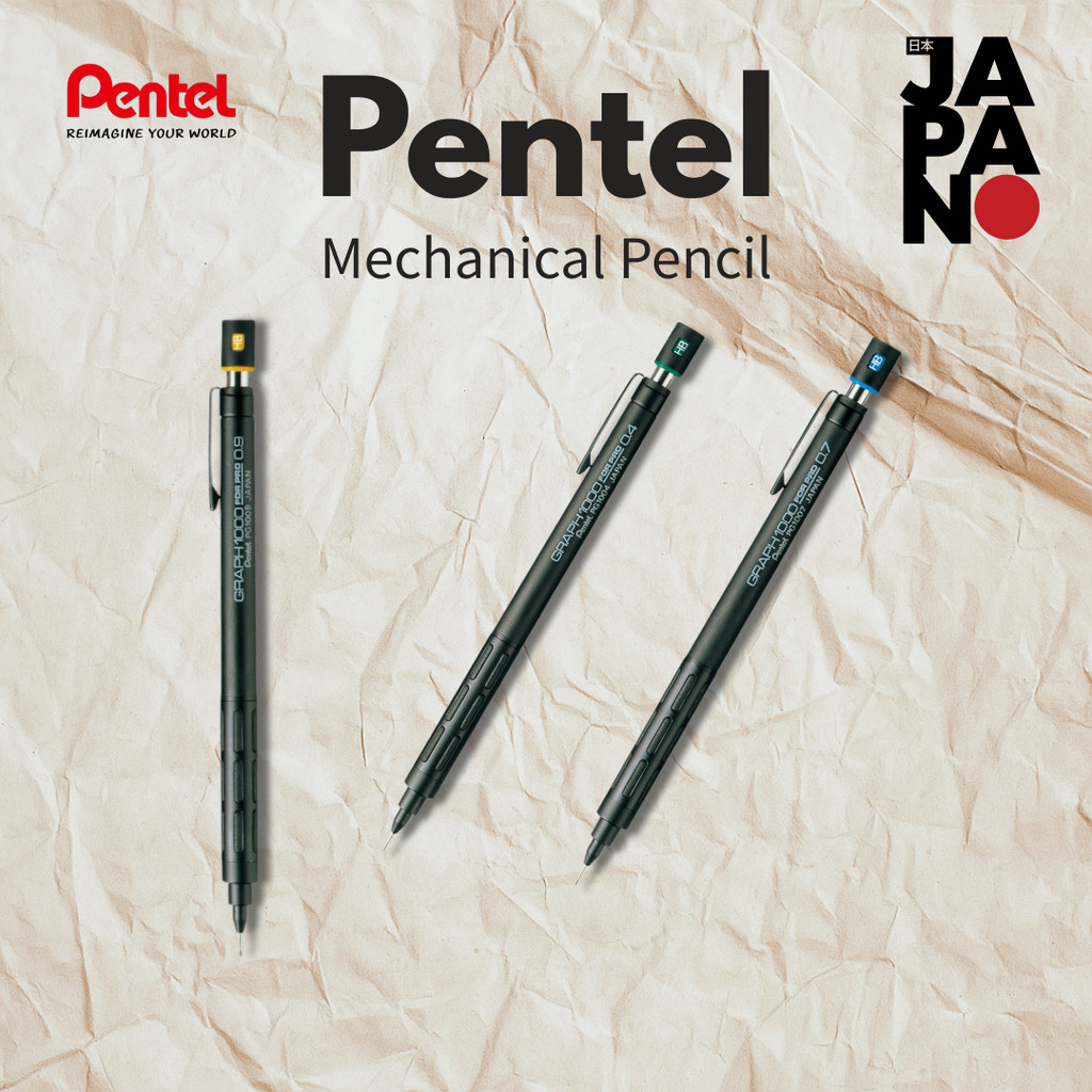 Pentel Graph 1000 Four Pro PG1005 0.5mm, PG1003 0.3mm, PG1004 0.4mm Black, PG1007 0.7mm, PG1009 0.9mm