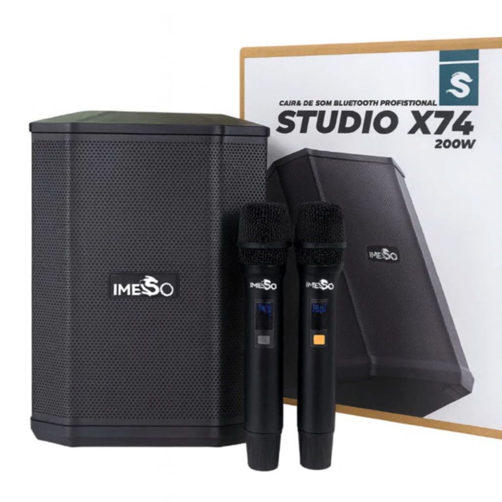 Caixa De Som Imenso Studio X74 com 2 Microfones Portátil