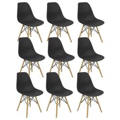 Kit 9 Cadeiras Charles Eames Eiffel Wood Design Varias Cores