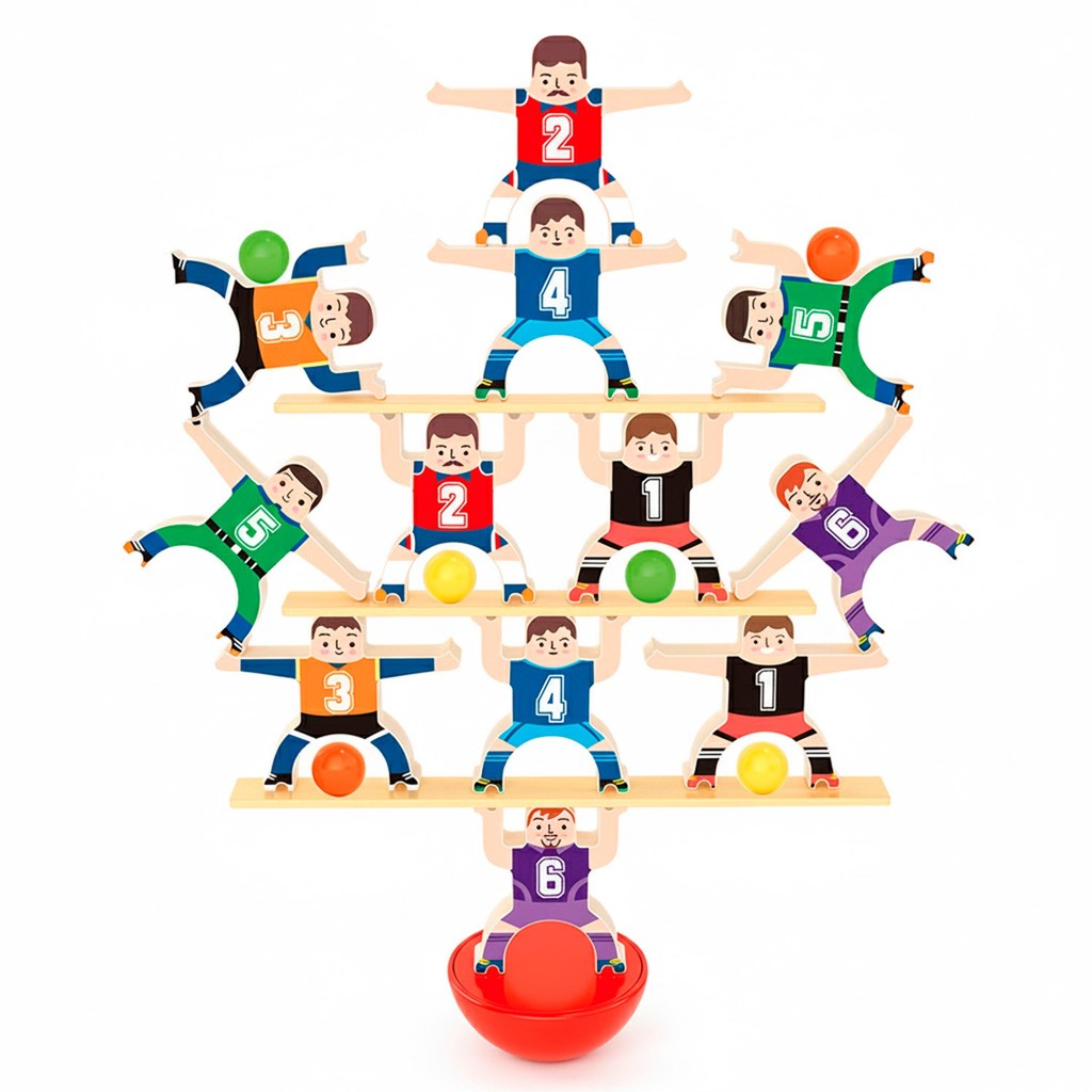 Os Equilibristas Jogo De Tabuleiro Bonecos + Bolas Duelo De Equilíbrio