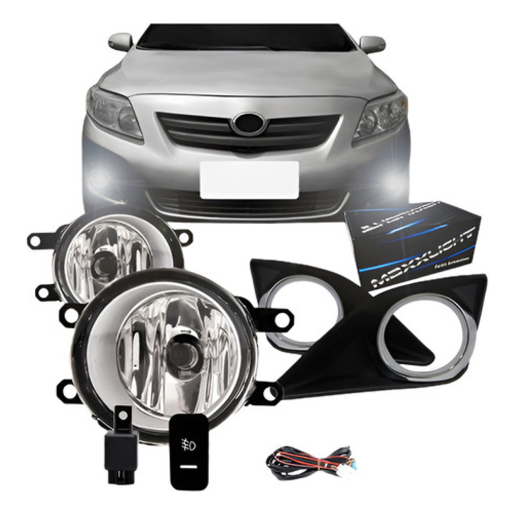 Kit Farol Auxiliar Corolla 2009 À 2011 Com Grade Aro Cromad
