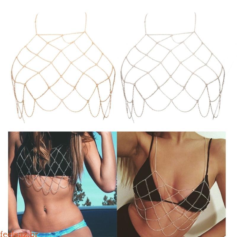 feelsaz Body Chain Beach Bikini Bra Acessórios Corporais Para E Meninas em Oferta na Shopee