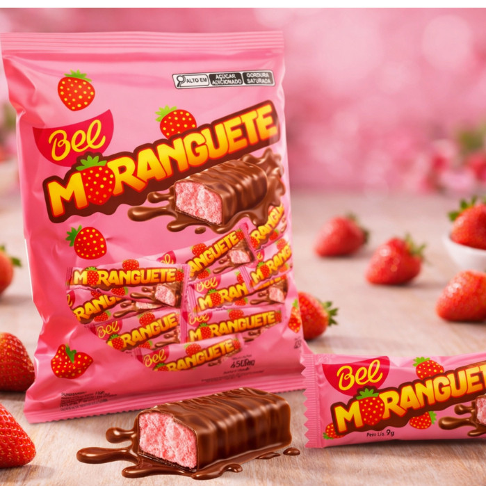 CHOCOLATE MORANGUETE 50 UNIDADES PACOTE BOMBOM 450G