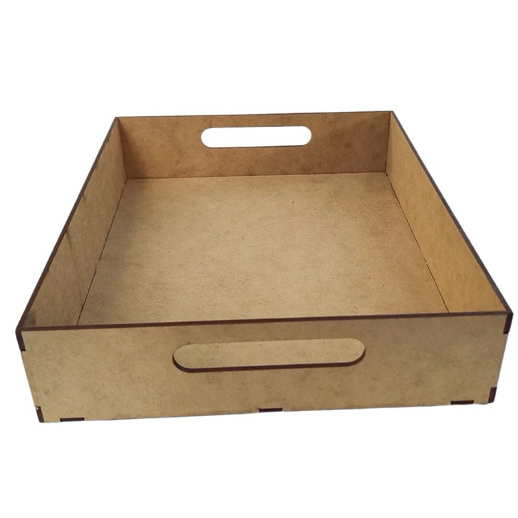 KIT 3 Bandeja Retangular Simples com Alça em MDF Cru 3mm para decoração
