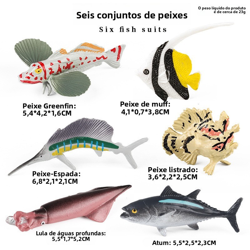 Modelos de Animais Marinhos de Simulação: Atum, Peixe Muffin, Peixe Greenfin, Lula, Peixe de Águas Profundas para Educaç