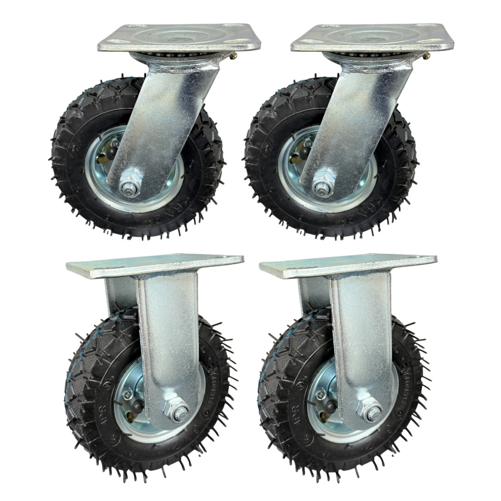 Kit 04 Rodizio Fixo E Giratório Pneumatico Cargo Speed 6x2 Reforçado 600kg