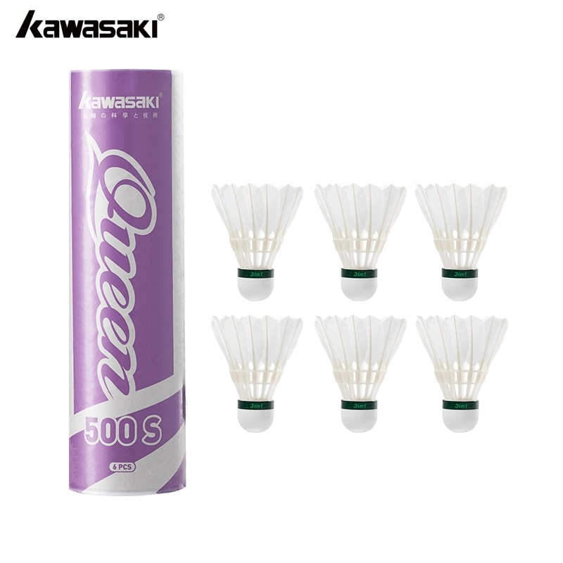 Kawasaki Queen Series 6PCS Badminton Profissional 3 Em 1 Peteca Pena De Ganso Voo Estável Para Treinamento E Competição