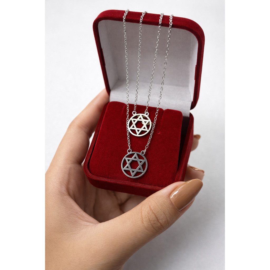 Colar Escapulário Estrela De Davi Aço Inoxidável 316l 60cm Prata