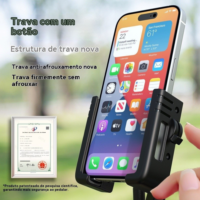 Novo suporte de celular para bicicleta com fixação no guidão, antivibração e absorção de impactos, adequado para bicicle