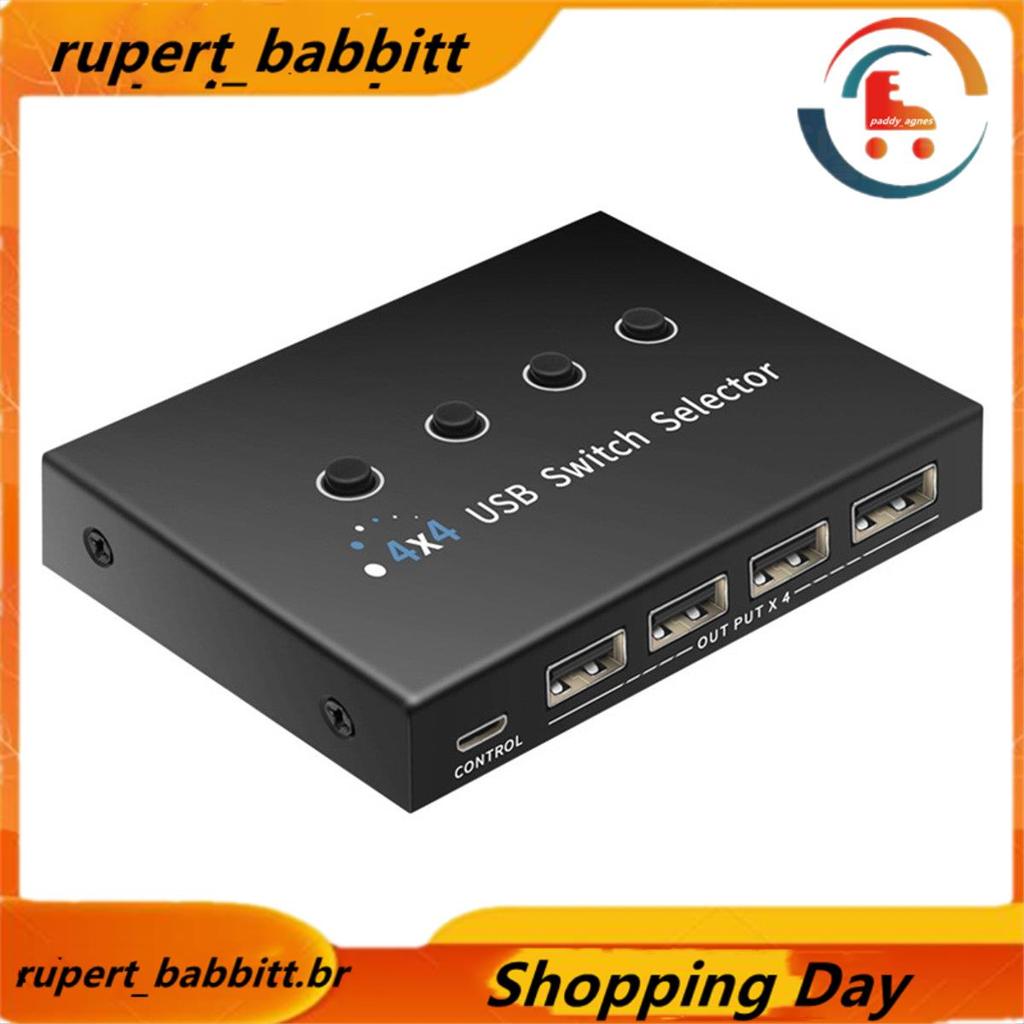 4 Em 4 Saídas KVM USB2.0 Switch Hub Adaptador USB2.0 Impressora Splitter Switcher Para PC Laptop Teclado Mouse Monitor
