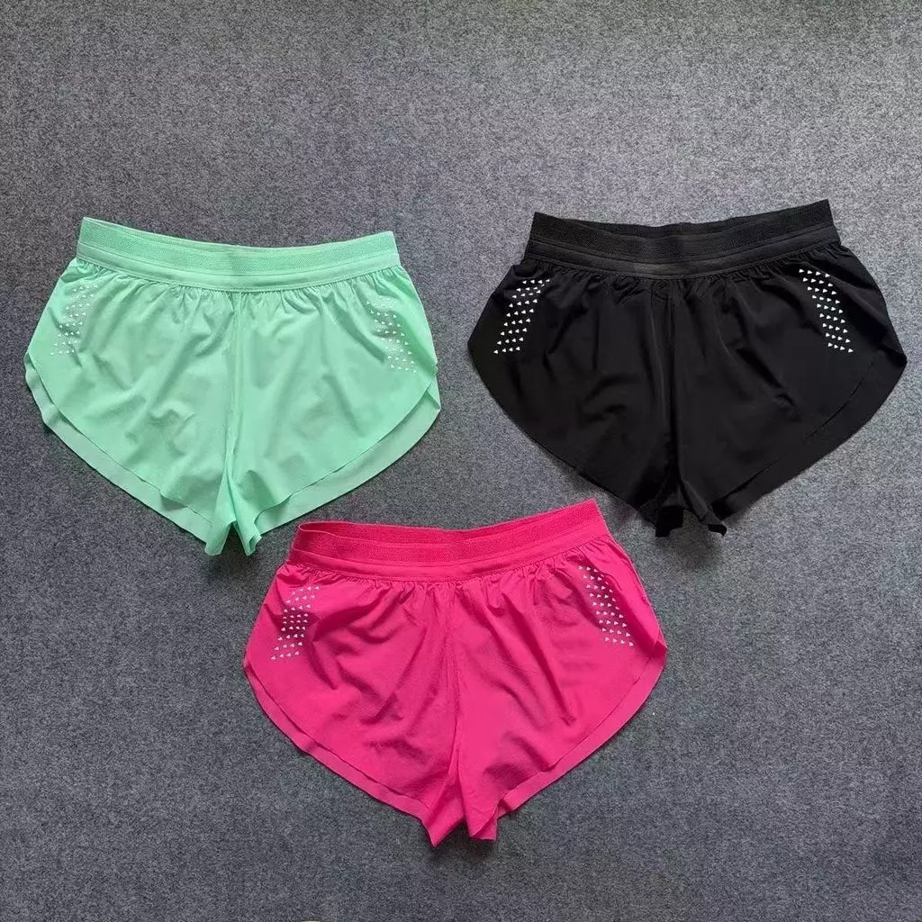 Shorts de corrida sem costura forro laminado Ultra-leve maratona calças esportivas ao ar livre fora de estrada calças de